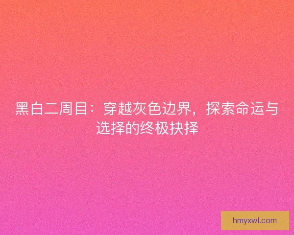 黑白二周目：穿越灰色边界，探索命运与选择的终极抉择