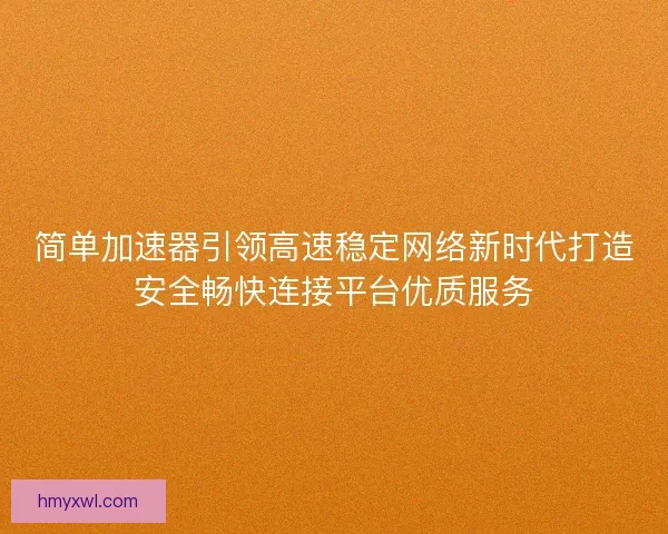 简单加速器引领高速稳定网络新时代打造安全畅快连接平台优质服务