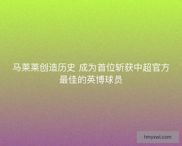 马莱莱创造历史 成为首位斩获中超官方最佳的英博球员