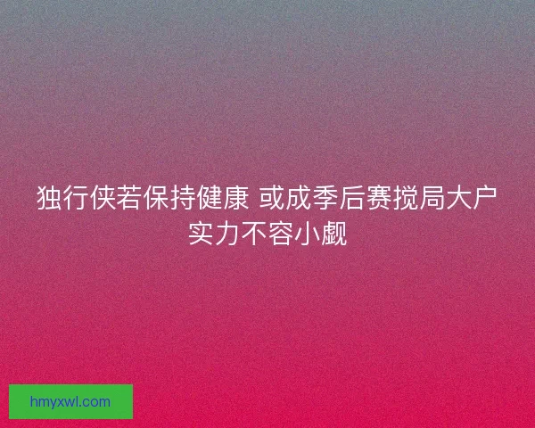 独行侠若保持健康 或成季后赛搅局大户实力不容小觑 独行侠若保持健康 或成季后赛搅局大户实力不容小觑